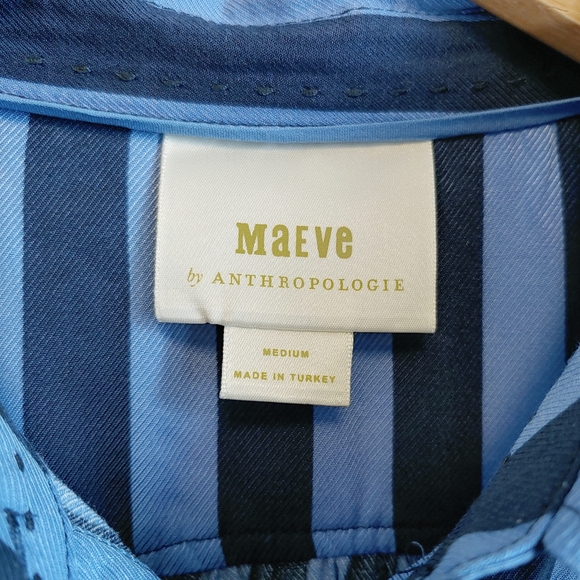 Maeve Anthropologie Breckenridge Striped Blouse Sz M - Picture 6 of 10